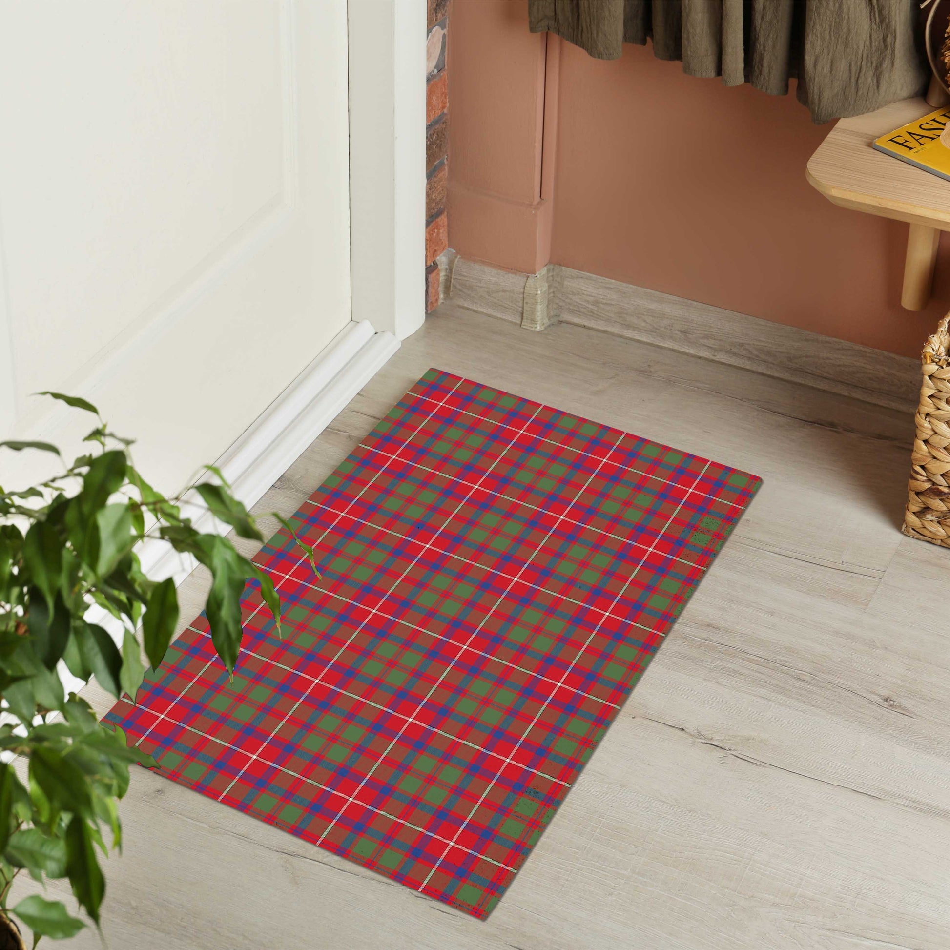 Shaw Red Modern Tartan Door Mat - Tartanvibesclothing Shop