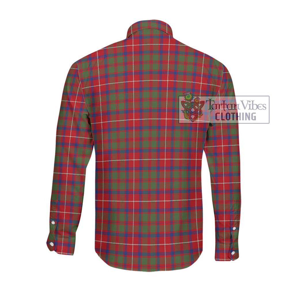 Shaw Red Modern Tartan Long Sleeve Button Shirt with Family Crest DNA In Me Style - Tartanvibesclothing Shop