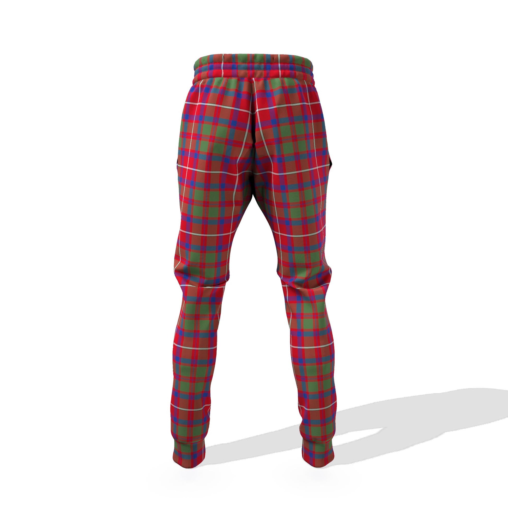 Shaw Red Modern Tartan Joggers Pants with Family Crest 6XL - Tartan Vibes Clothing