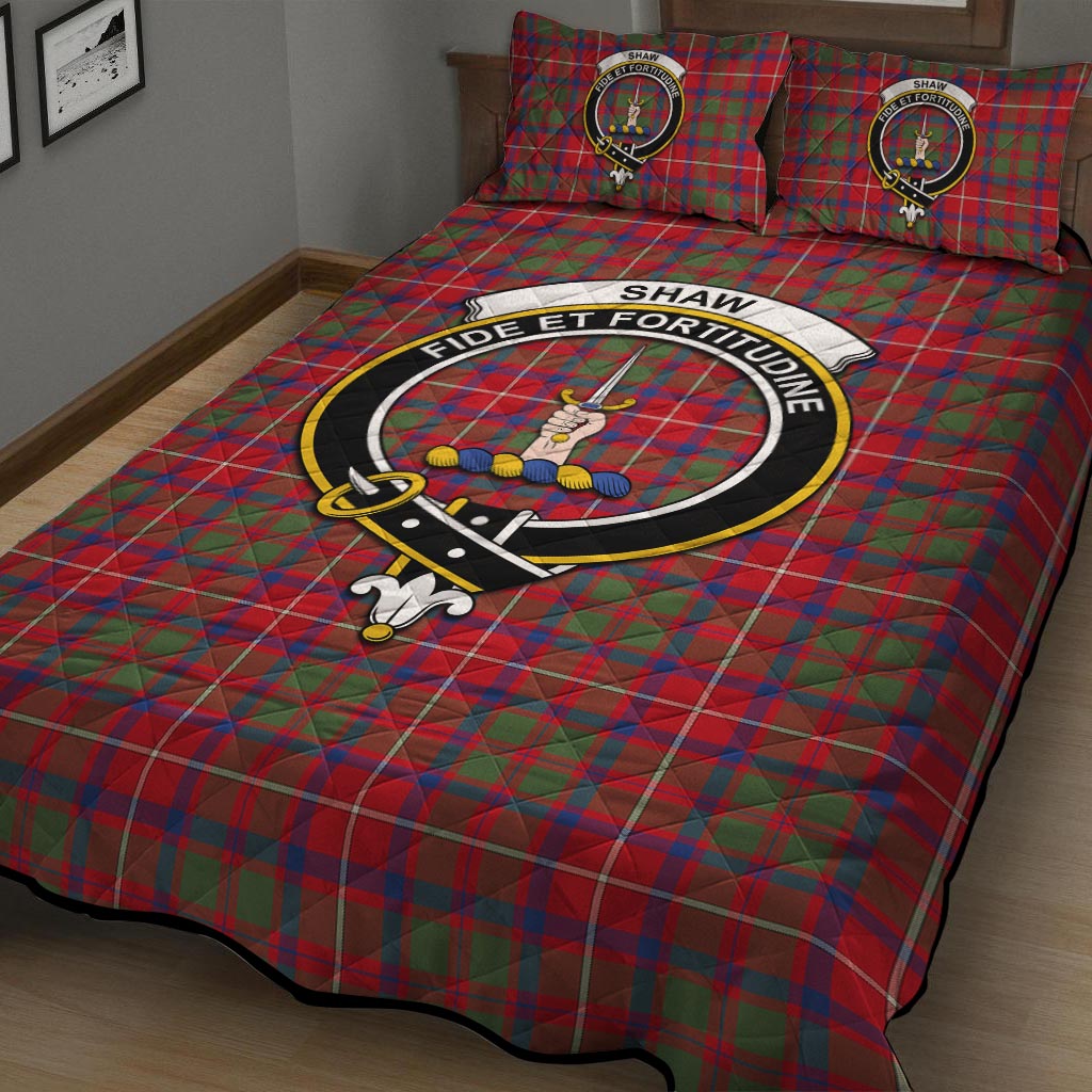 Shaw Red Modern Tartan Quilt Bed Set with Family Crest - Tartan Vibes Clothing