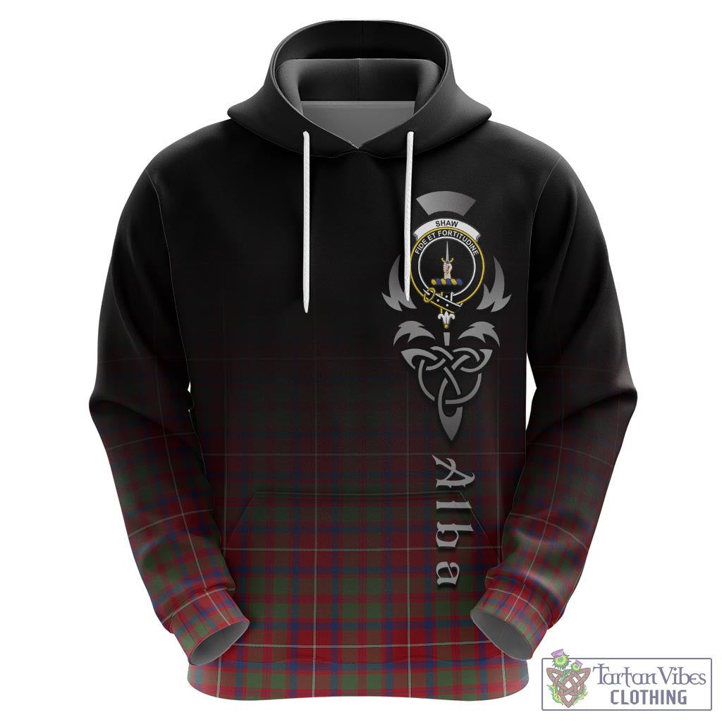 Tartan Vibes Clothing Shaw Red Modern Tartan Hoodie Featuring Alba Gu Brath Family Crest Celtic Inspired