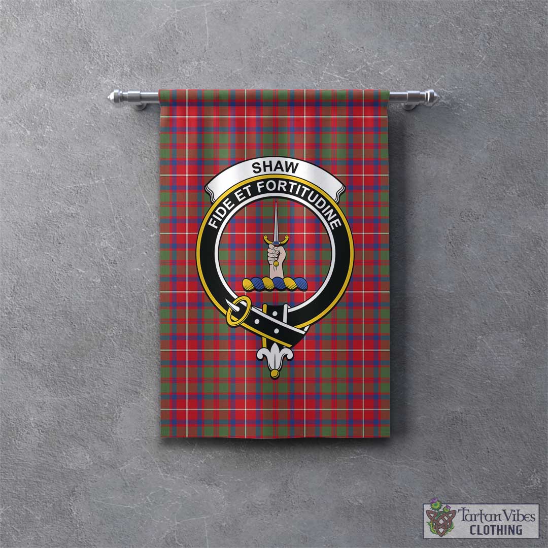 Tartan Vibes Clothing Shaw Red Modern Tartan Gonfalon, Tartan Banner with Family Crest