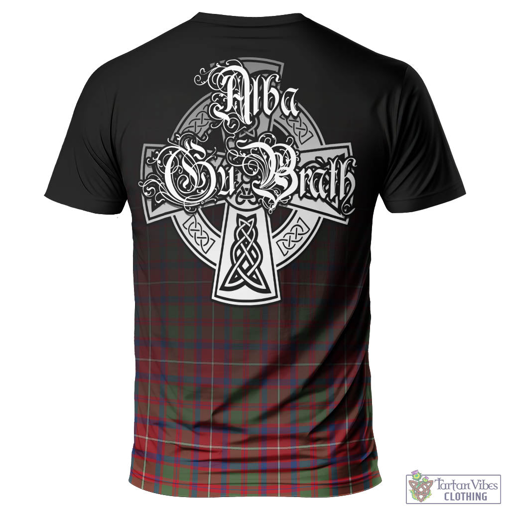 Tartan Vibes Clothing Shaw Red Modern Tartan T-Shirt Featuring Alba Gu Brath Family Crest Celtic Inspired