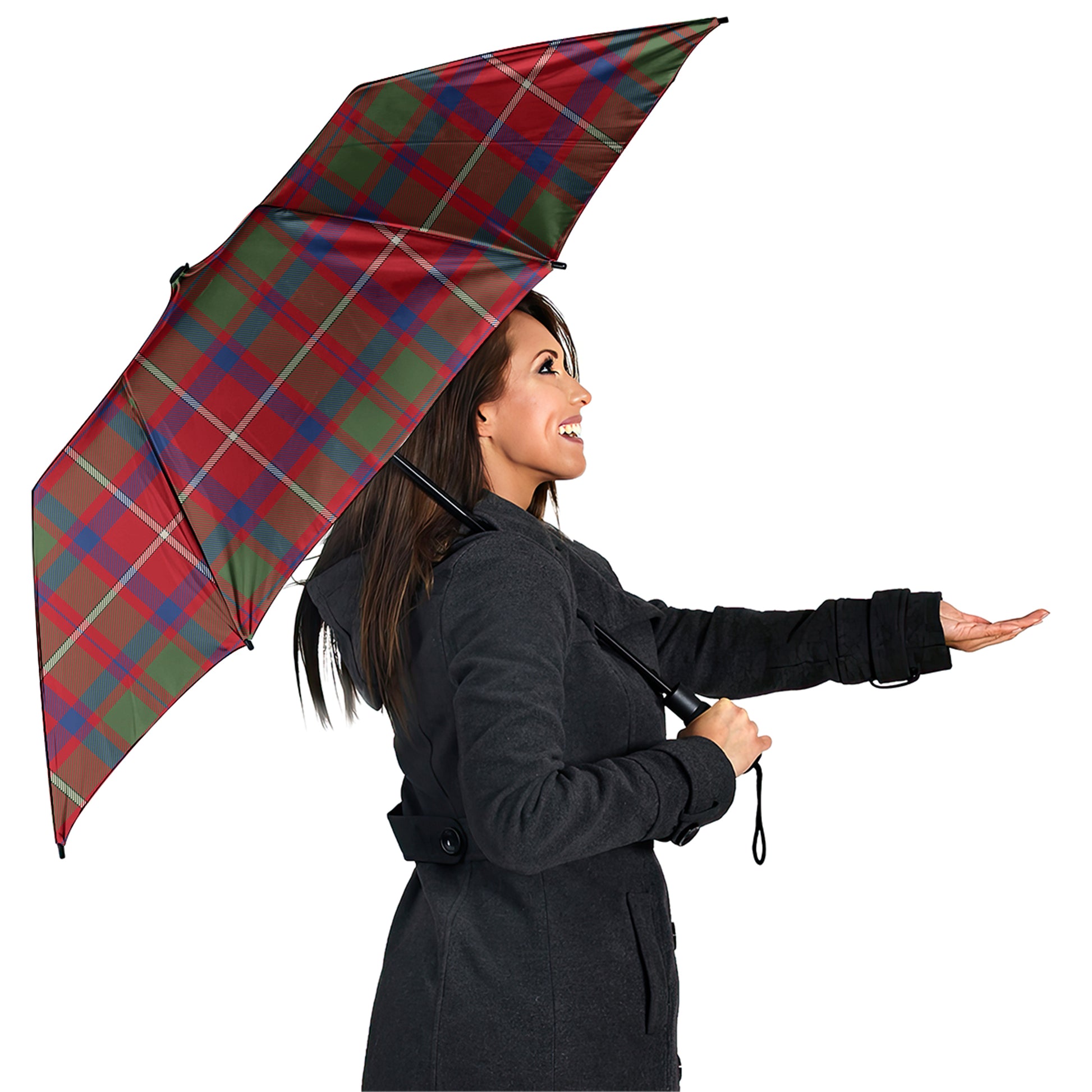 Shaw Red Modern Tartan Umbrella - Tartanvibesclothing