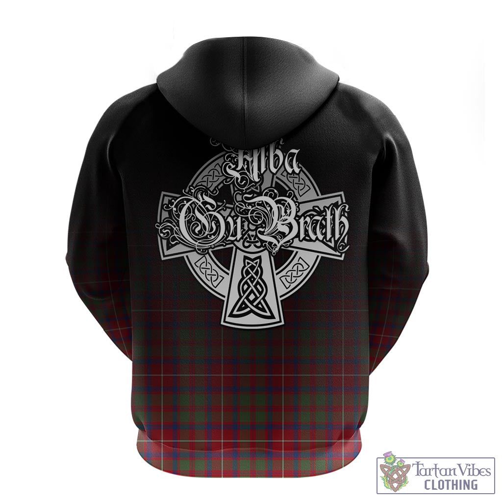 Tartan Vibes Clothing Shaw Red Modern Tartan Hoodie Featuring Alba Gu Brath Family Crest Celtic Inspired