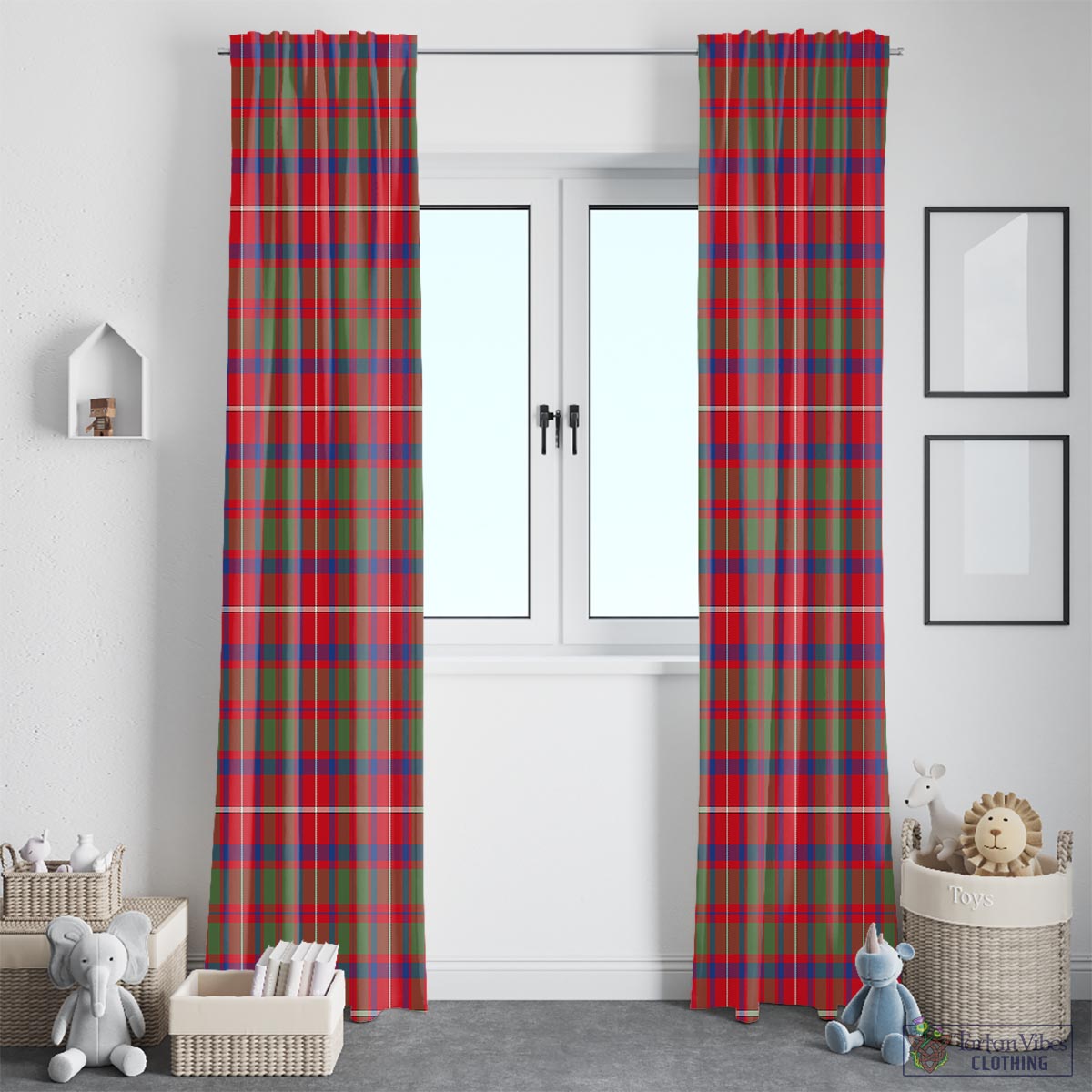 Shaw Red Modern Tartan Window Curtain