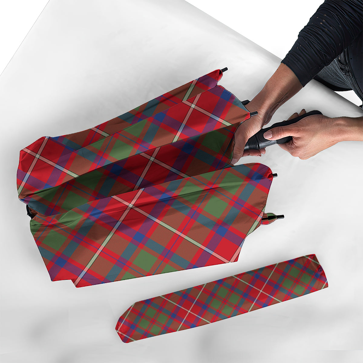 Shaw Red Modern Tartan Umbrella - Tartanvibesclothing