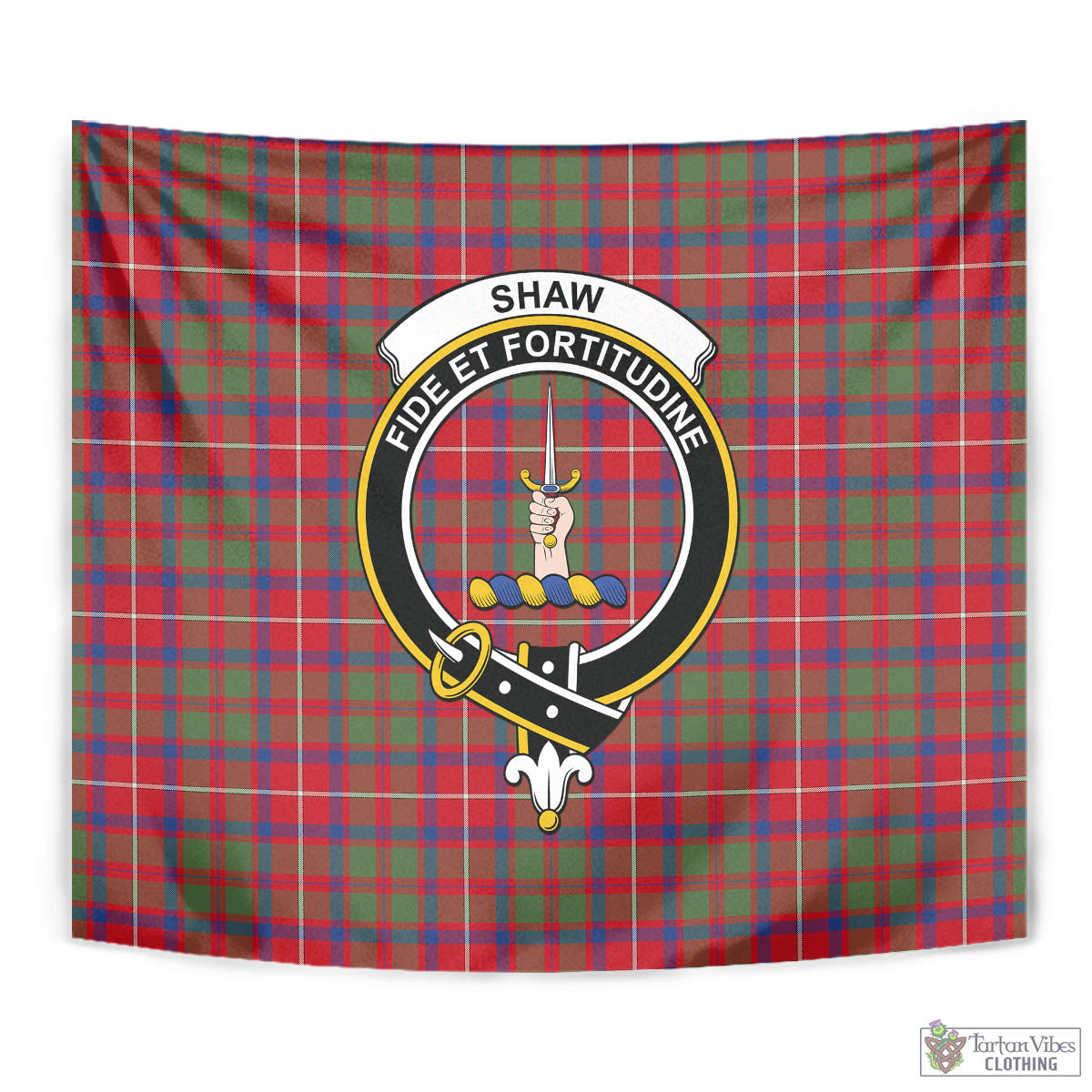 Tartan Vibes Clothing Shaw Red Modern Tartan Tapestry Wall Hanging and Home Decor for Room with Family Crest