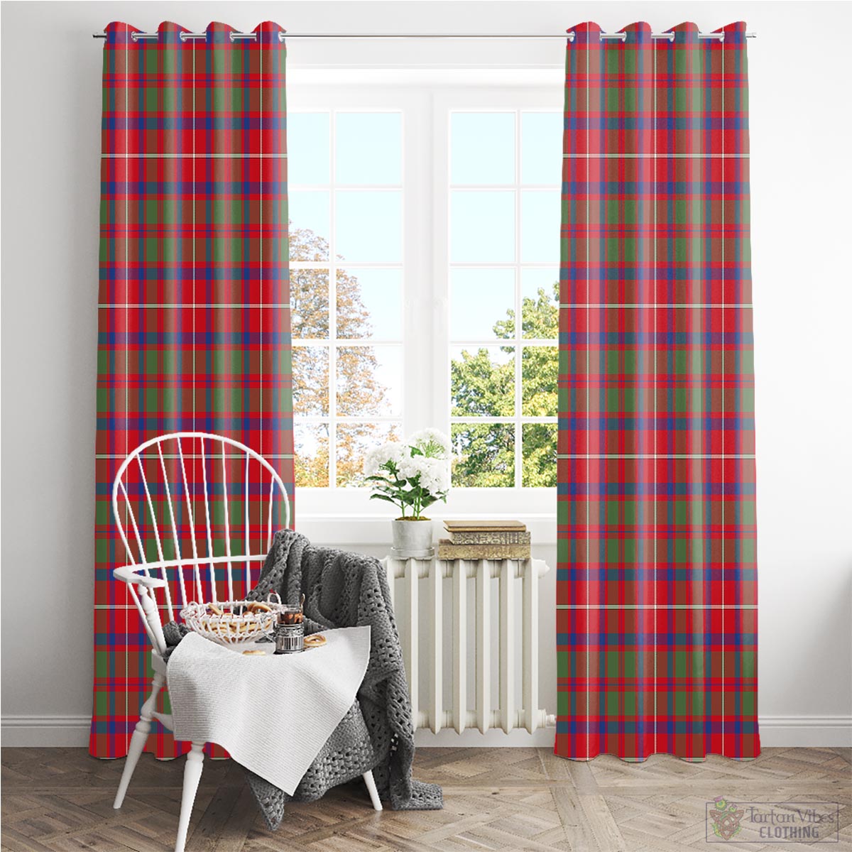 Shaw Red Modern Tartan Window Curtain