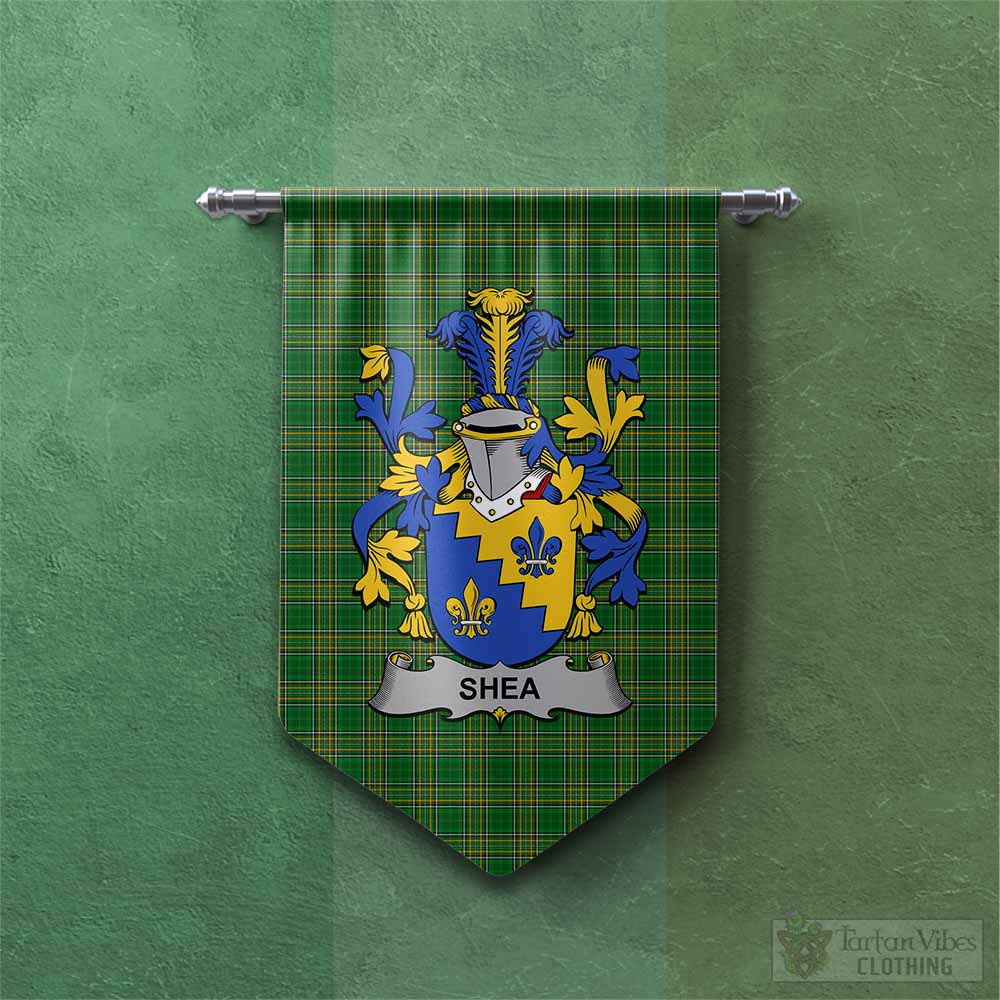 Shea Irish Clan Tartan Gonfalon, Tartan Banner with Coat of Arms Chevron - Tartan Vibes Clothing