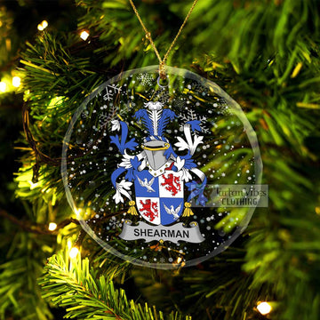 Shearman Irish Clan Christmas Glass Ornament with Coat of Arms