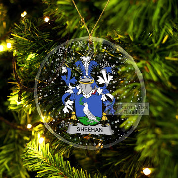 Sheehan Irish Clan Christmas Glass Ornament with Coat of Arms