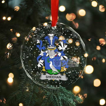 Sheehan Irish Clan Christmas Glass Ornament with Coat of Arms