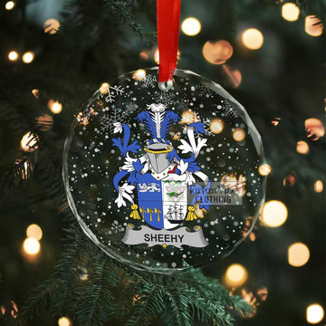 Sheehy Irish Clan Christmas Glass Ornament with Coat of Arms