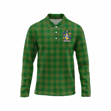 Shelton Irish Clan Tartan Long Sleeve Polo Shirt with Coat of Arms Unisex - Tartan Vibes Clothing