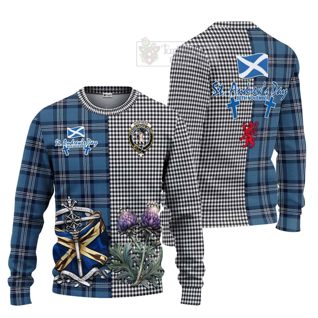 Tartan Vibes Clothing Shepherd Tartan Knitted Sweater Happy St. Andrew's Day Half Tartan Style