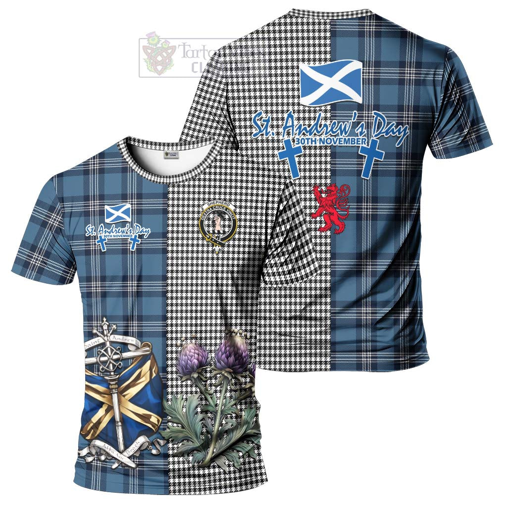 Tartan Vibes Clothing Shepherd Tartan T-Shirt Happy St. Andrew's Day Half Tartan Style