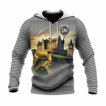 Shepherd Tartan Family Crest Knitted Hoodie with Scottish Ancient Castle Style Unisex Knitted Pullover Hoodie - Tartan Vibes Clothing