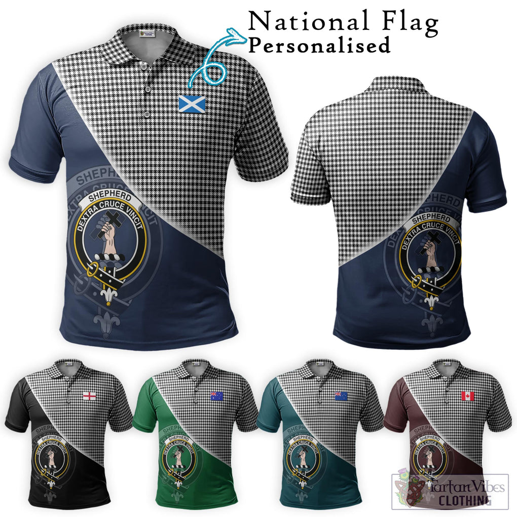 Shepherd Tartan Polo Shirt with Personalised National Flag and Family Crest Half Style Maroon - Tartanvibesclothing Shop