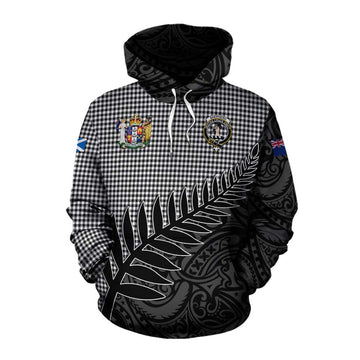 Shepherd Crest Tartan Cotton Hoodie with New Zealand Silver Fern Half Style