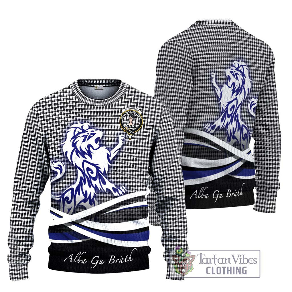 Shepherd Tartan Knitted Sweater with Alba Gu Brath Regal Lion Emblem Unisex - Tartanvibesclothing Shop