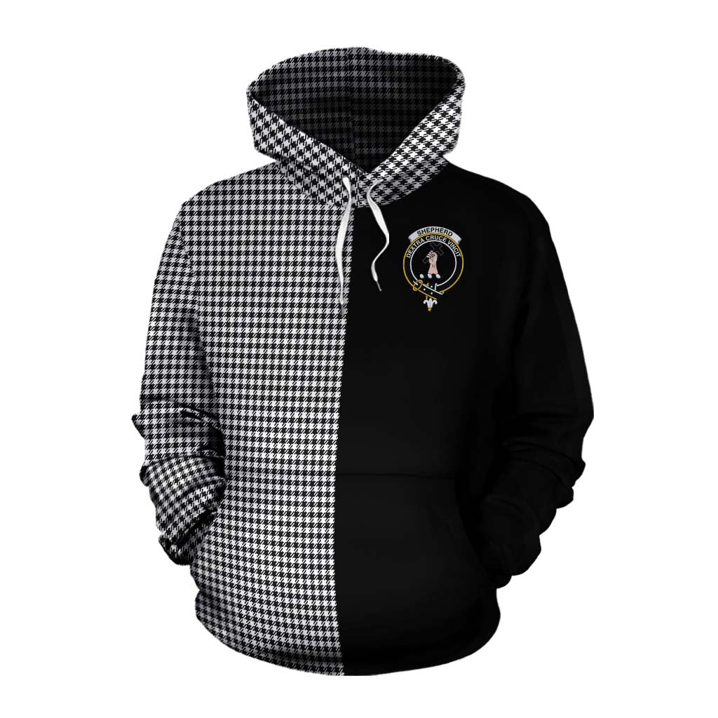 Tartan Vibes Clothing Shepherd Tartan Cotton Hoodie with Family Crest and Half Of Me Style