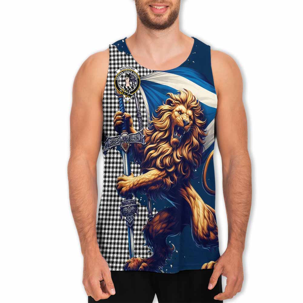 Shepherd Tartan Family Crest Men's Tank Top with Scottish Majestic Lion Men - Tartan Vibes Clothing