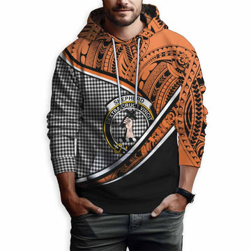 Shepherd Crest Tartan Hoodie with Polynesian Vibes Style - Orange Version