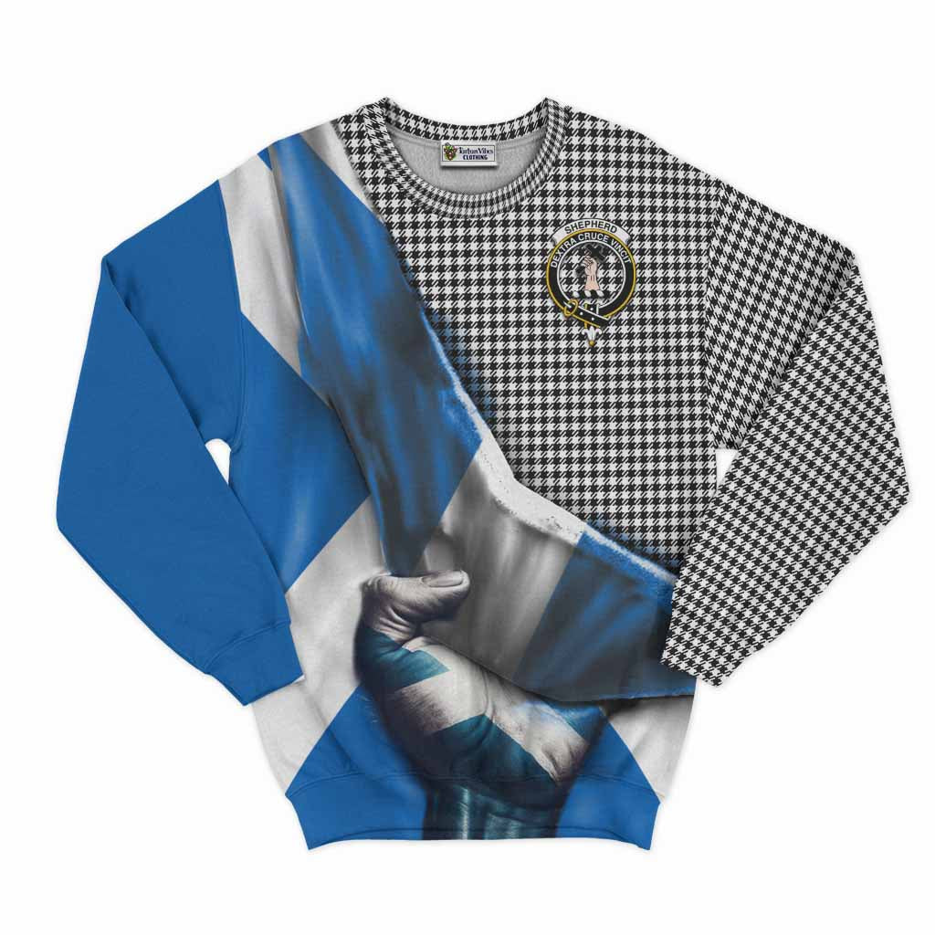 Tartan Vibes Clothing Shepherd Tartan Sweatshirt with Family Crest Scotland Patriotic Style