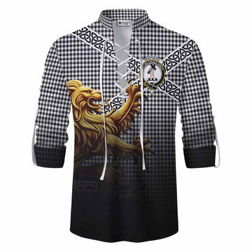 Shepherd Crest Tartan Ghillie Kilt Shirt with Golden Lion Emblem Celtic Style Men - Tartan Vibes Clothing