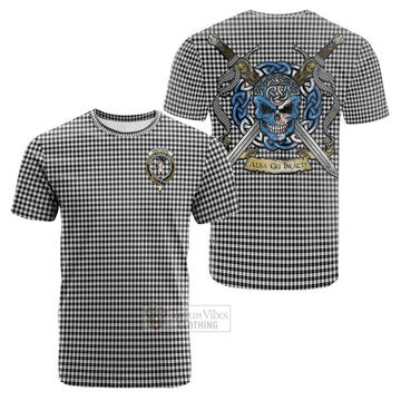 Shepherd Tartan Cotton T-shirt with Family Crest Celtic Skull Style