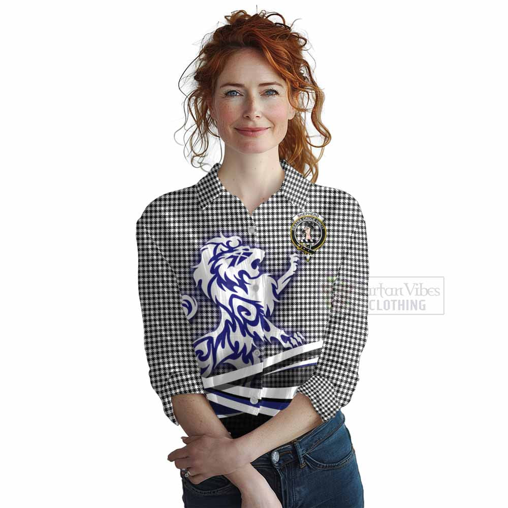 Tartan Vibes Clothing Shepherd Tartan Women's Casual Shirt with Alba Gu Brath Regal Lion Emblem