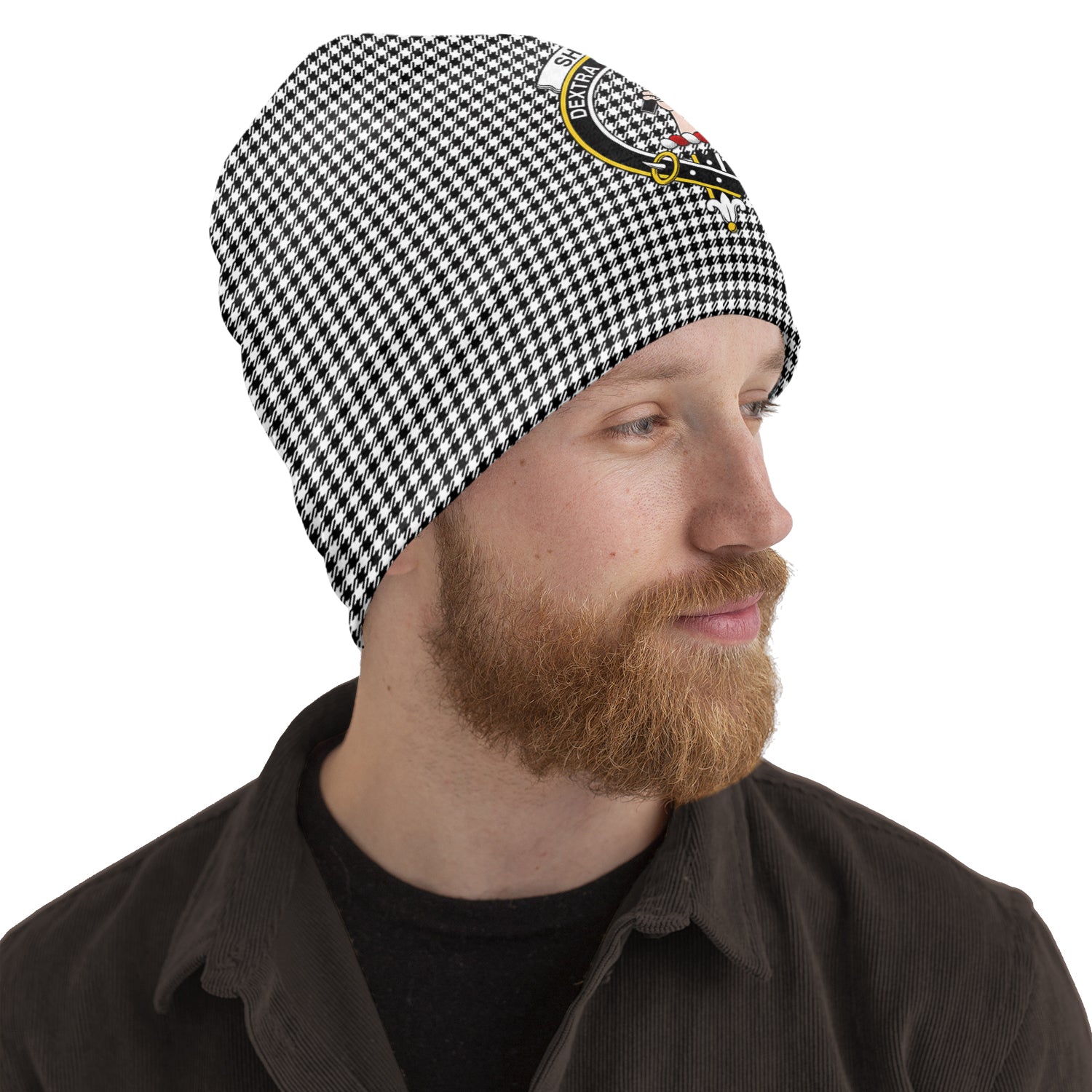 Shepherd Tartan Beanies Hat with Family Crest One Size 10.5*10.2 inches - Tartan Vibes Clothing