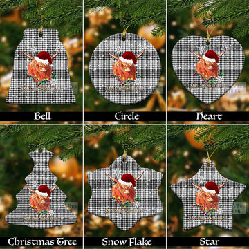 Shepherd Clan Tartan Ornament with Christmas Twinkle Highland Cattle