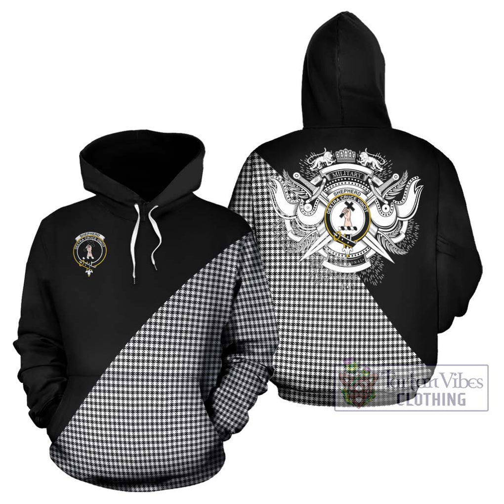 Shepherd Tartan Hoodie with Family Crest and Military Logo Style Zip Hoodie - Tartanvibesclothing Shop