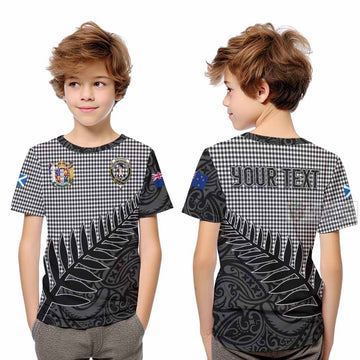 Shepherd Crest Tartan Kid T-Shirt with New Zealand Silver Fern Half Style