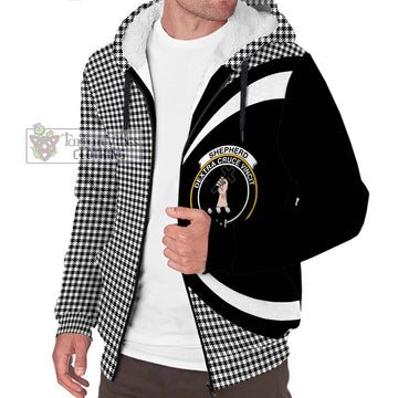 Shepherd Tartan Sherpa Hoodie with Family Crest Circle Style