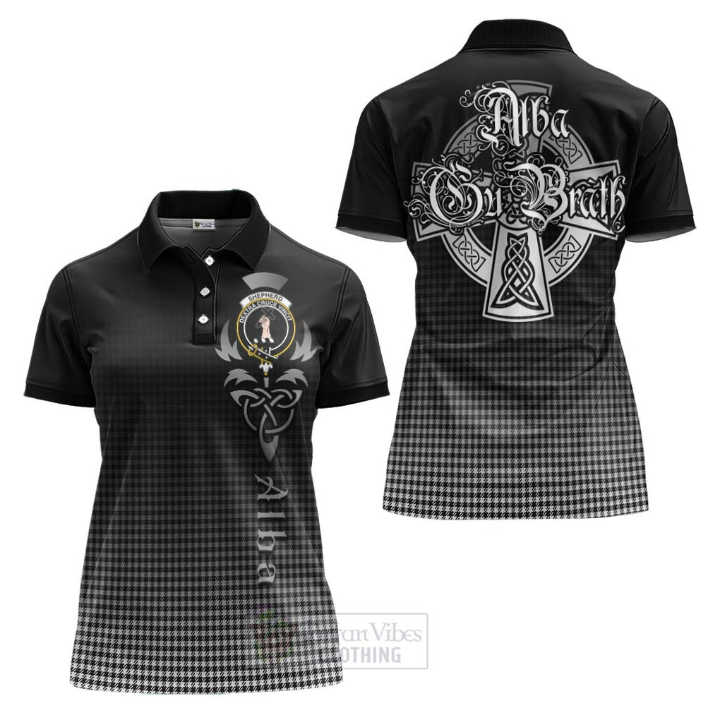 Tartan Vibes Clothing Shepherd Tartan Women's Polo Shirt Featuring Alba Gu Brath Family Crest Celtic Inspired