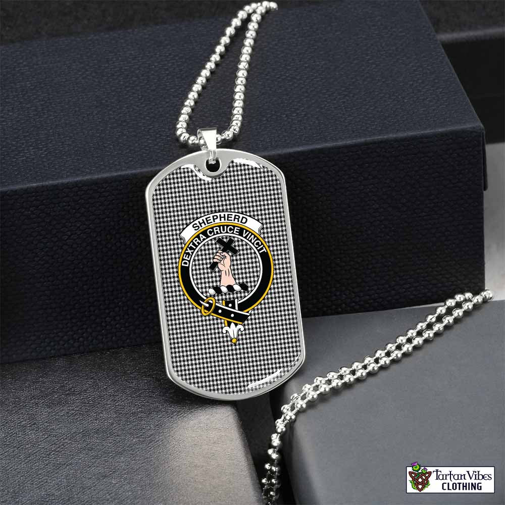 Tartan Vibes Clothing Shepherd Tartan Dog Tag Necklace with Family Crest