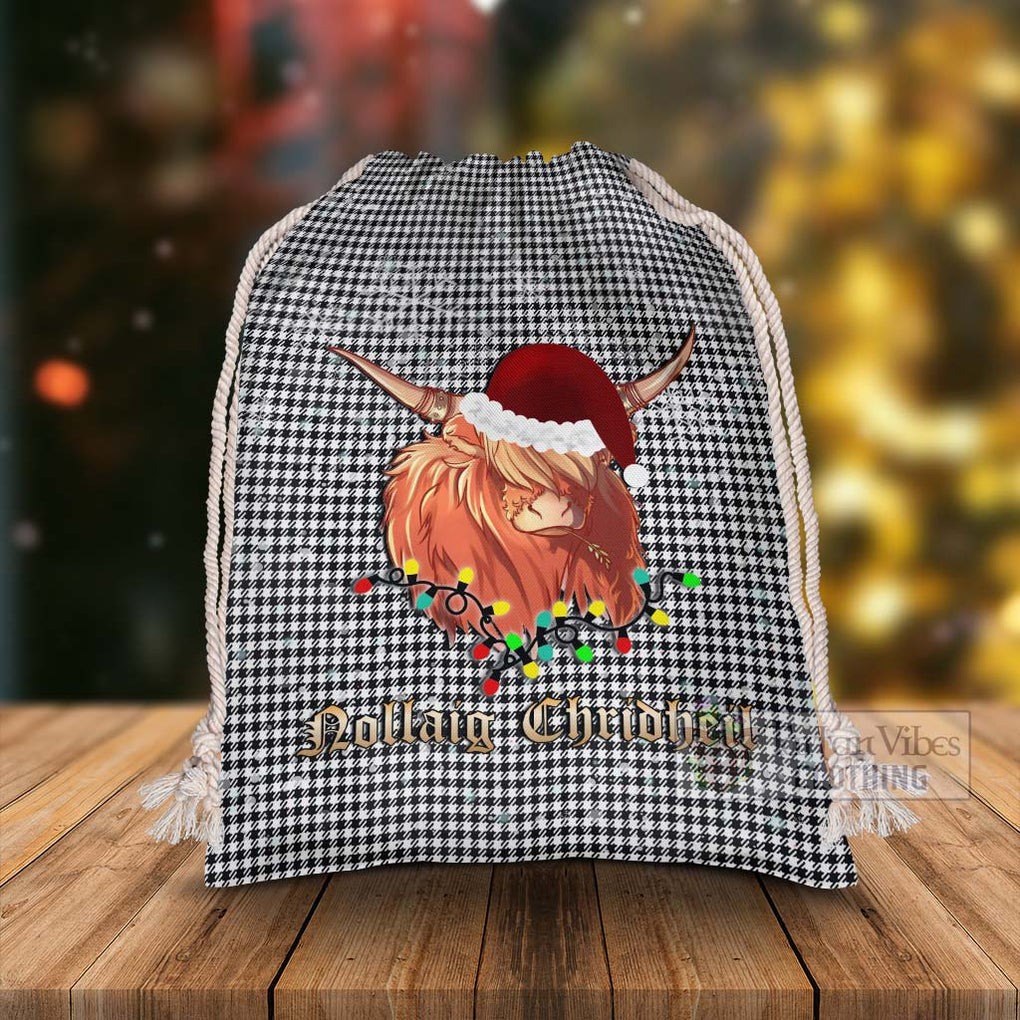 Tartan Vibes Clothing Shepherd Tartan Christmas Santa's Bag with Highland Cow