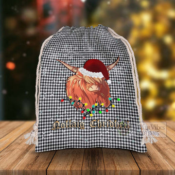 Shepherd Tartan Christmas Santa's Bag with Twinkle Highland Cattle