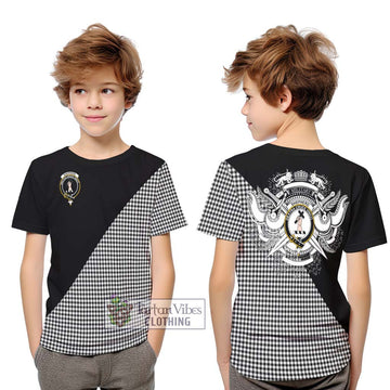 Shepherd Tartan Kid T-Shirt with Family Crest and Military Logo Style