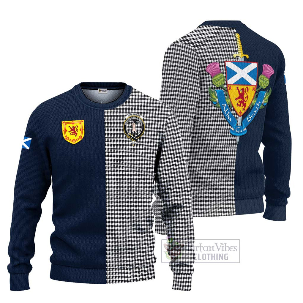 Shepherd Tartan Ugly Sweater Alba with Scottish Lion Royal Arm Half Style Unisex - Tartan Vibes Clothing