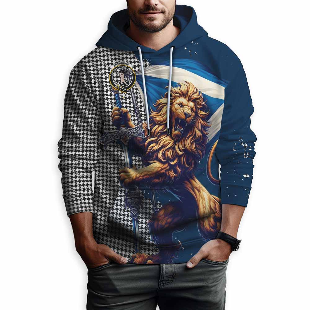 Shepherd Tartan Family Crest Hoodie with Scottish Majestic Lion