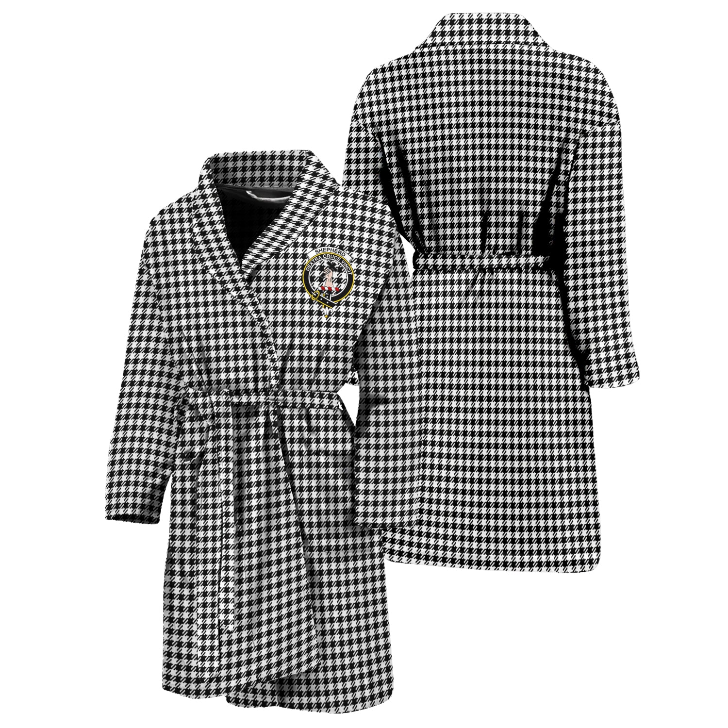 Shepherd Tartan Bathrobe with Family Crest Unisex S - Tartan Vibes Clothing