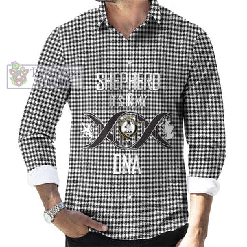 Shepherd Tartan Long Sleeve Button Shirt with Family Crest DNA In Me Style