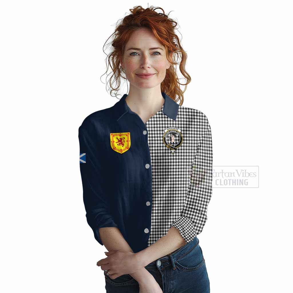 Tartan Vibes Clothing Shepherd Tartan Women's Casual Shirt Alba with Scottish Lion Royal Arm Half Style