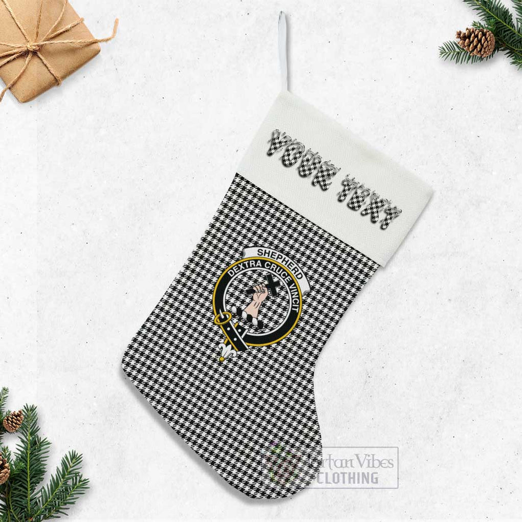 Tartan Vibes Clothing Shepherd Tartan Family Crest Christmas Stocking with Personalized Text