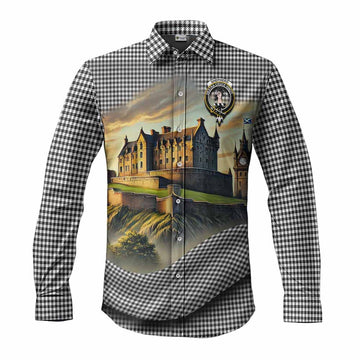 Shepherd Tartan Family Crest Long Sleeve Button Shirt with Scottish Ancient Castle Style Men's Shirt S - Tartan Vibes Clothing