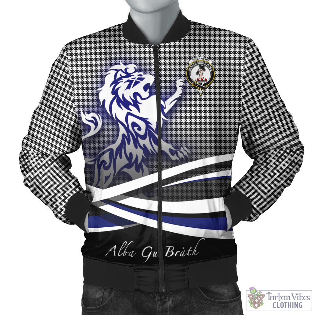 Tartan Vibes Clothing Shepherd Tartan Bomber Jacket with Alba Gu Brath Regal Lion Emblem